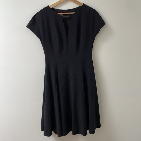 Anne Klein black career classic office shortsleeve A line flare dress, size 2 - Picture 1 of 12